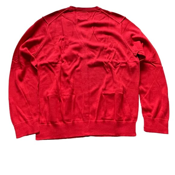 Mens Express Button Down Cardigan Red Knit Sweater Size XL Pockets u - Picture 2 of 8